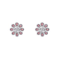 D For Diamond Pink Flower Stud Earrings with Diamond