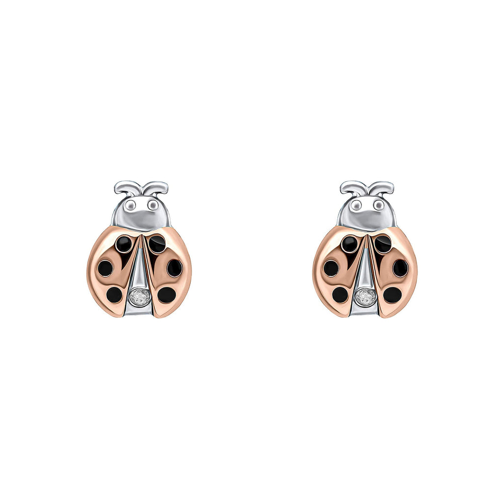 D For Diamond Ladybird Stud Earrings with Diamond