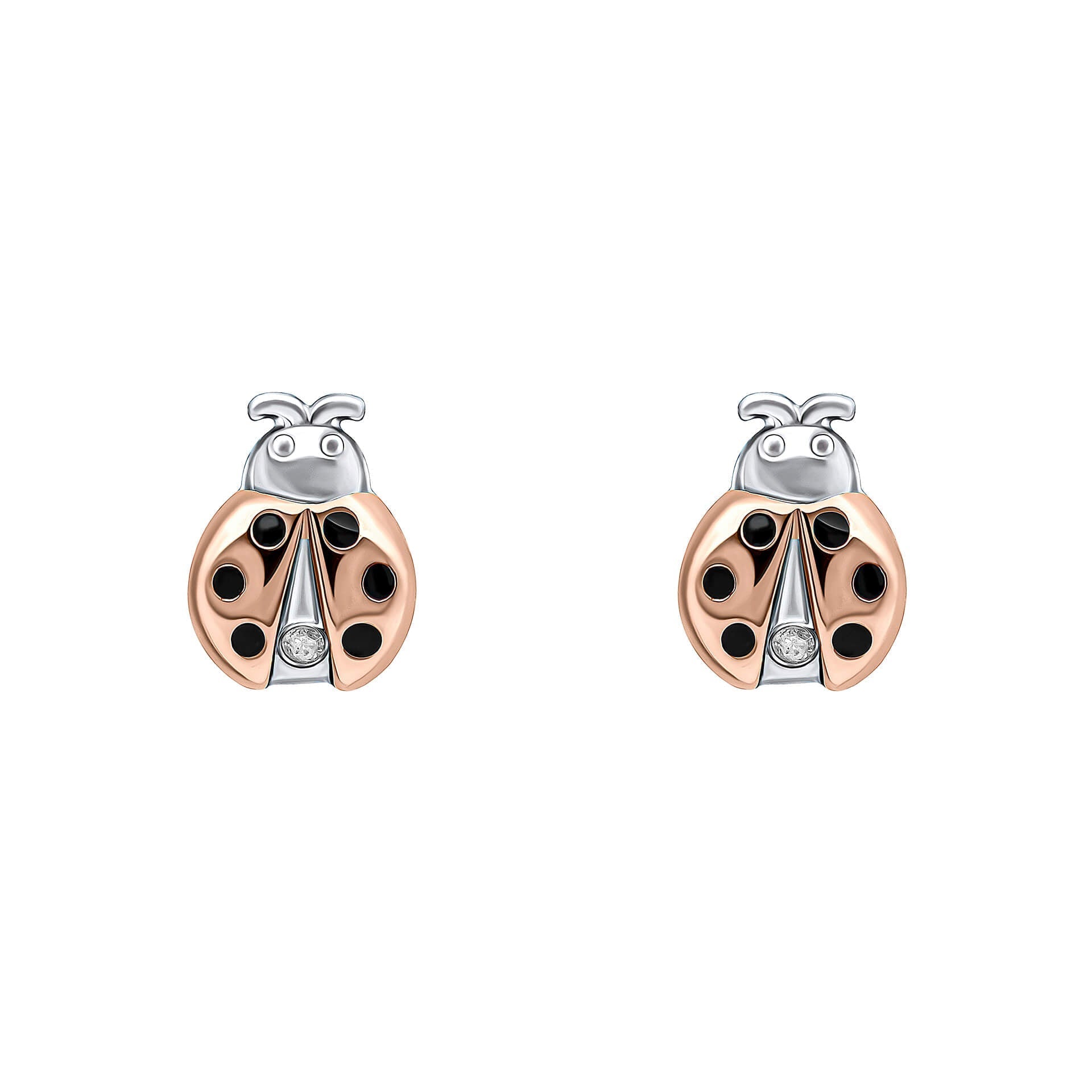 D For Diamond Ladybird Stud Earrings with Diamond