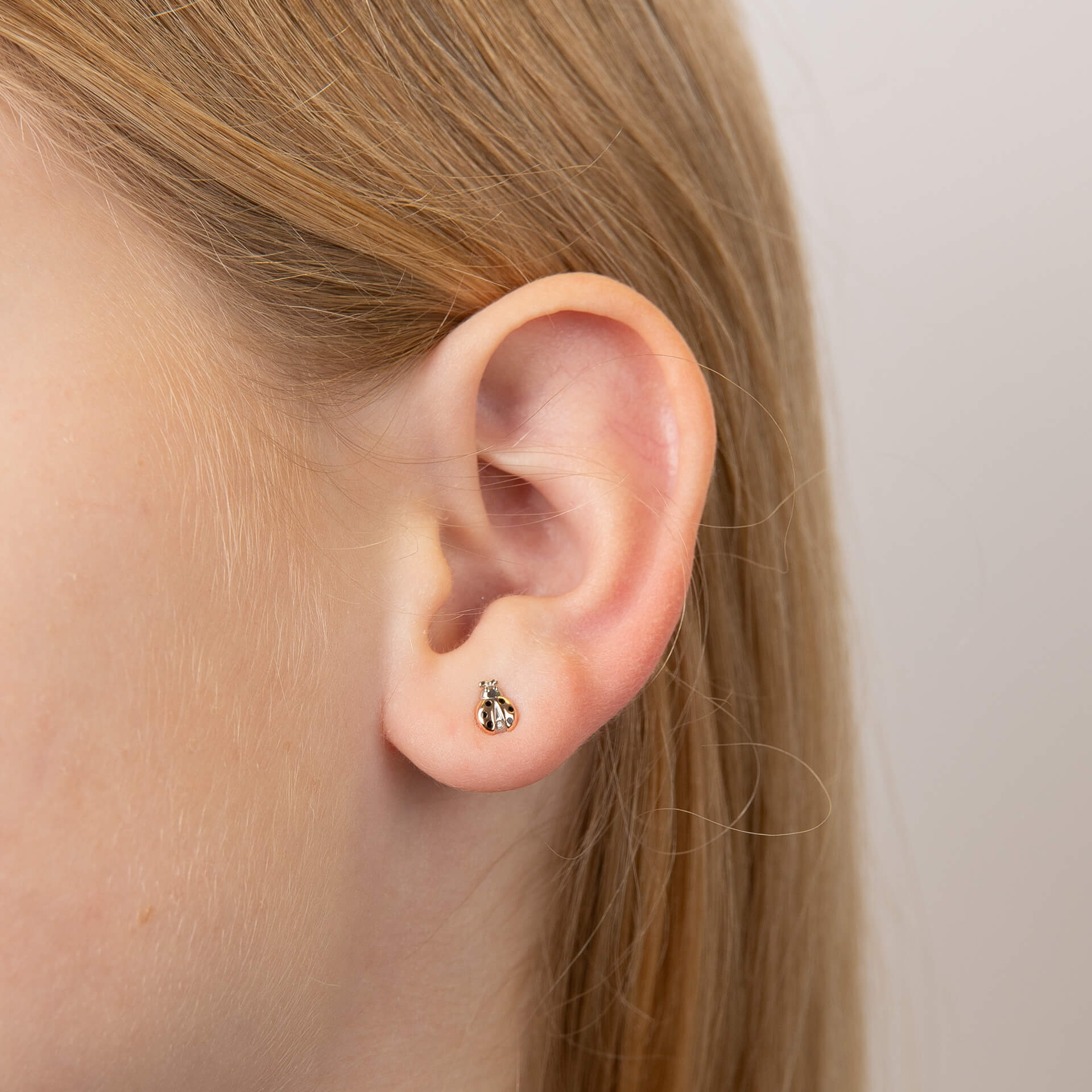 D For Diamond Ladybird Stud Earrings with Diamond