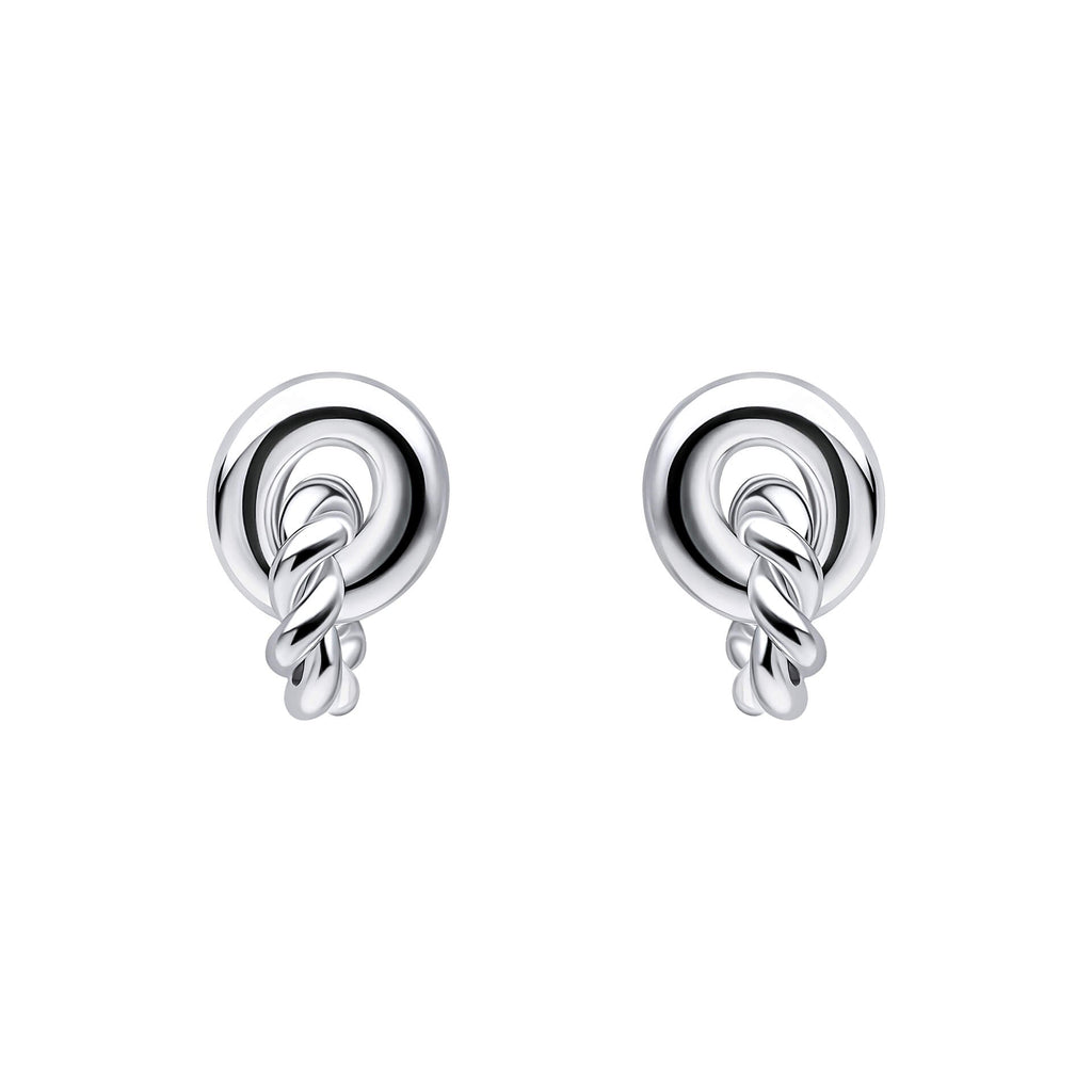 Beginnings Plain and Rope Linked Circles Stud Earrings
