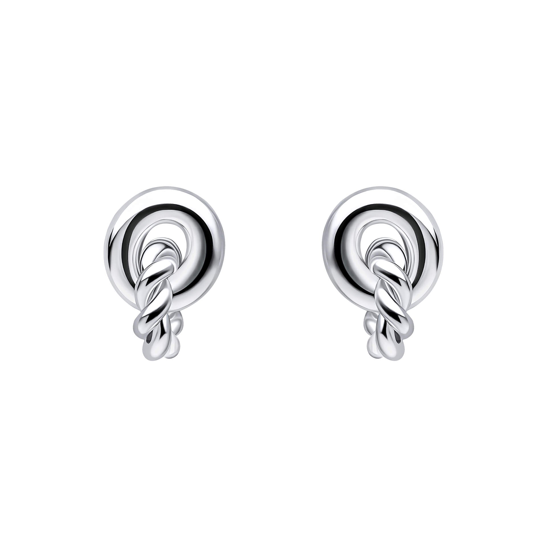 Beginnings Plain and Rope Linked Circles Stud Earrings