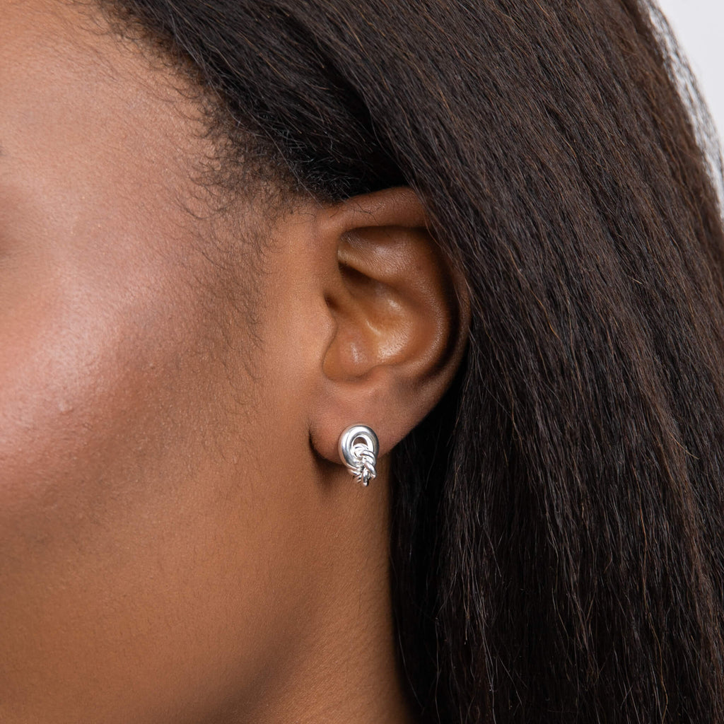 Beginnings Plain and Rope Linked Circles Stud Earrings