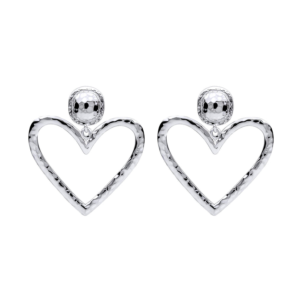 Beginnings Large Hammered Heart Drop Earrings