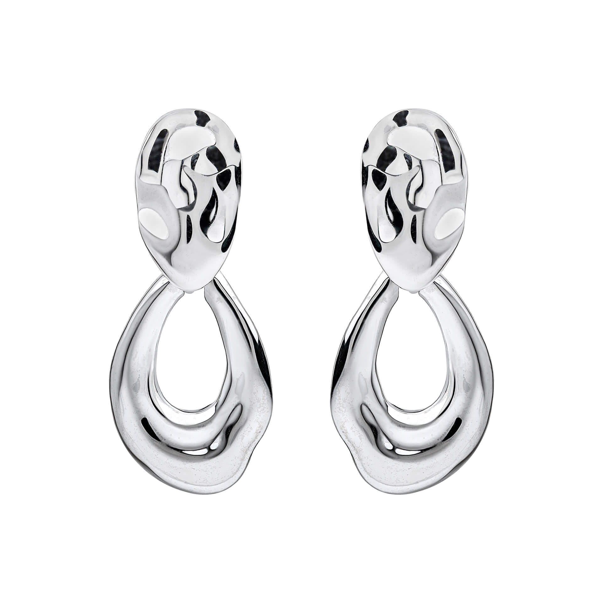 Beginnings Molten Oval Doorknocker Drop Earrings