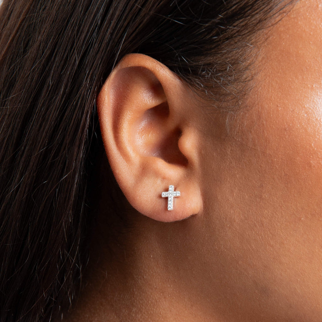 Beginnings Small Cross Studs Earrings