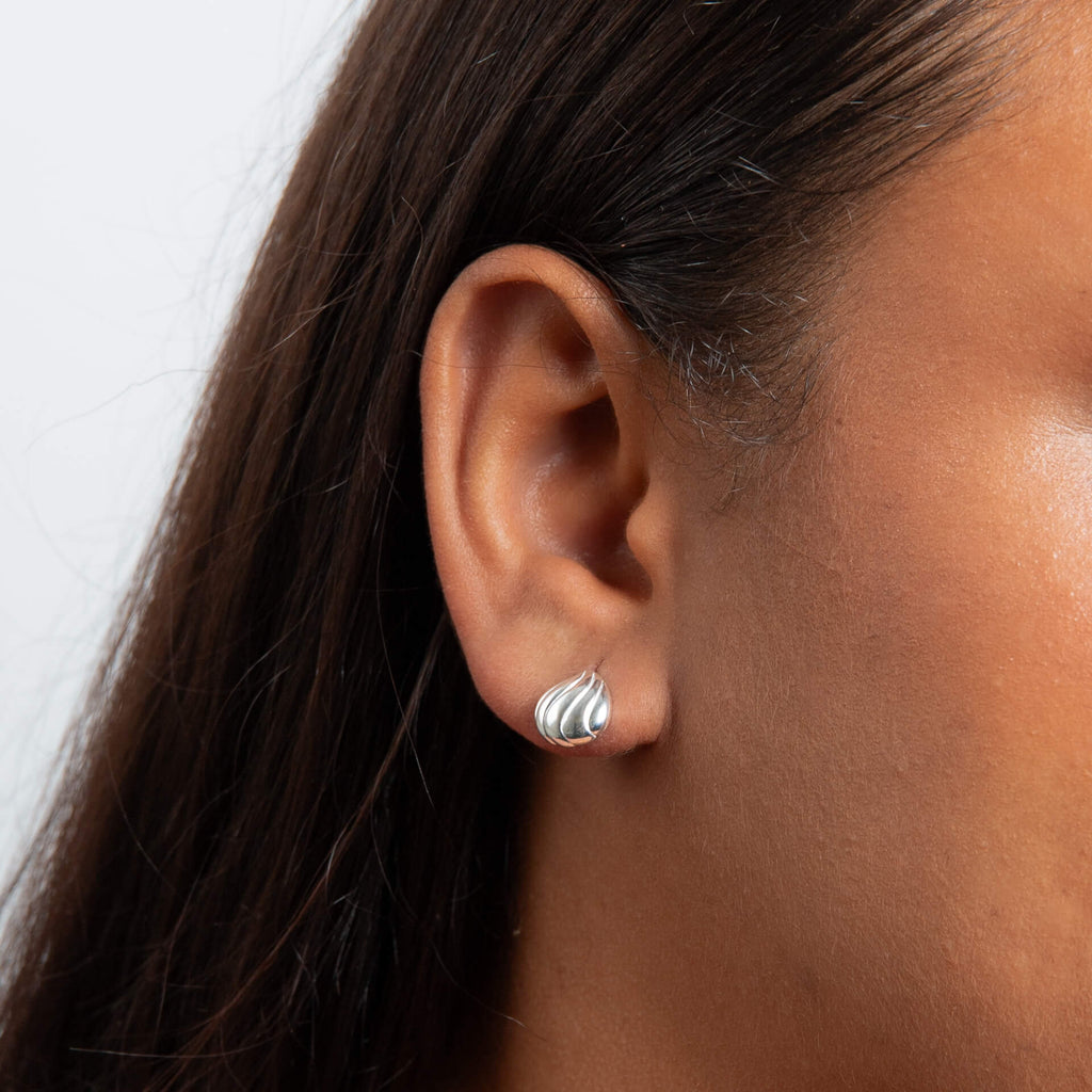 Beginnings Organic Wave Teardrop Stud Earrings