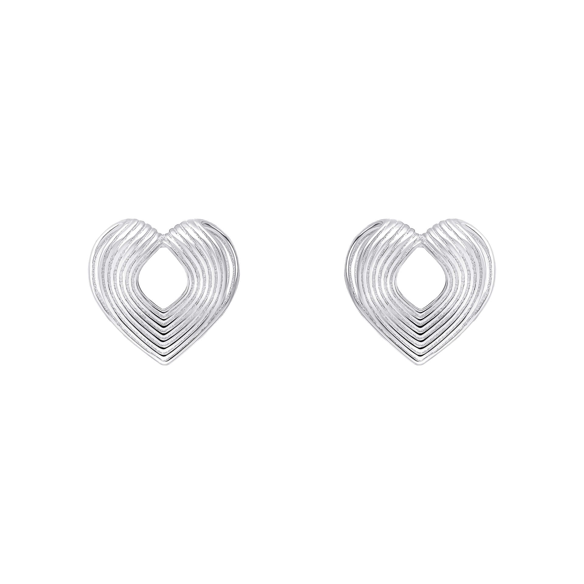 Beginnings Ridged Heart Stud Earrings