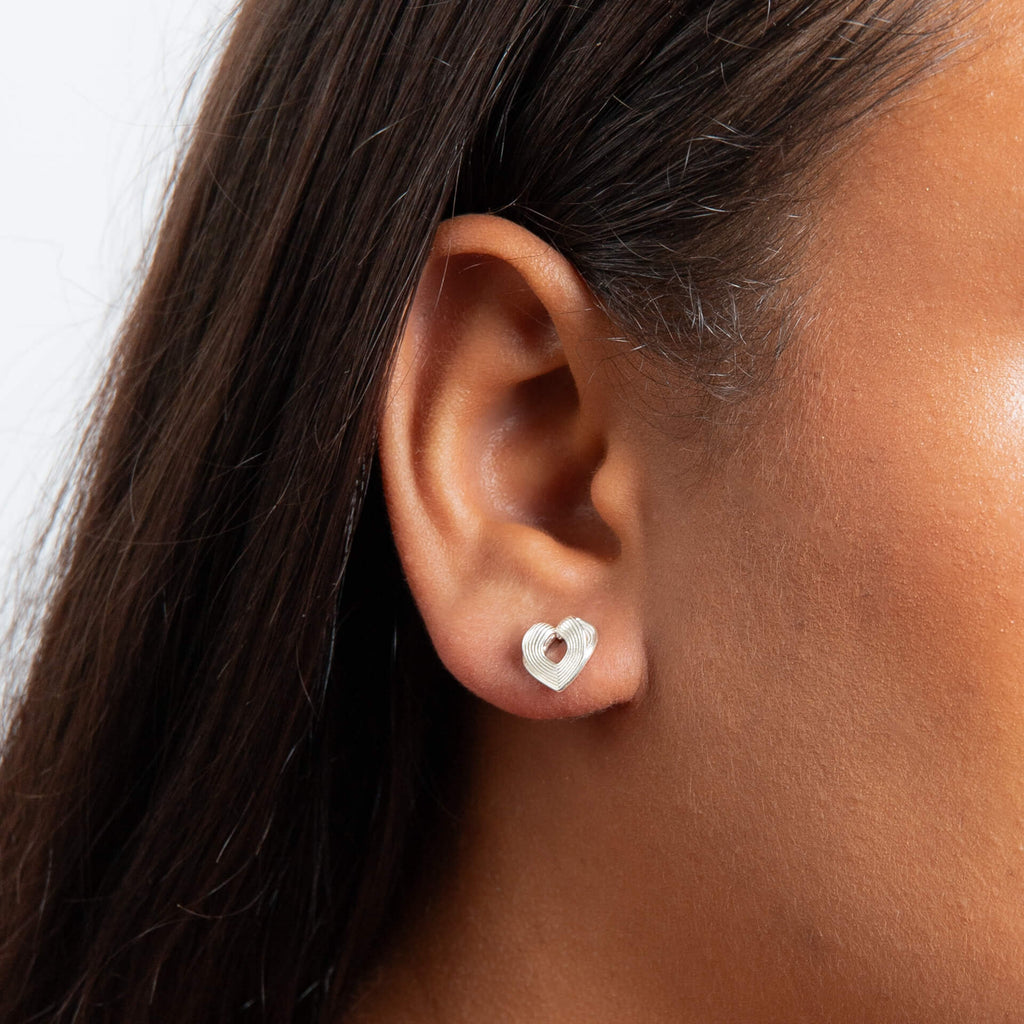 Beginnings Ridged Heart Stud Earrings