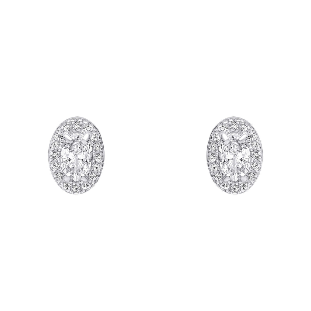 Beginnings Oval Halo Stud Earrings
