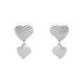 Beginnings Diamond Cut Double Heart Drop Earrings