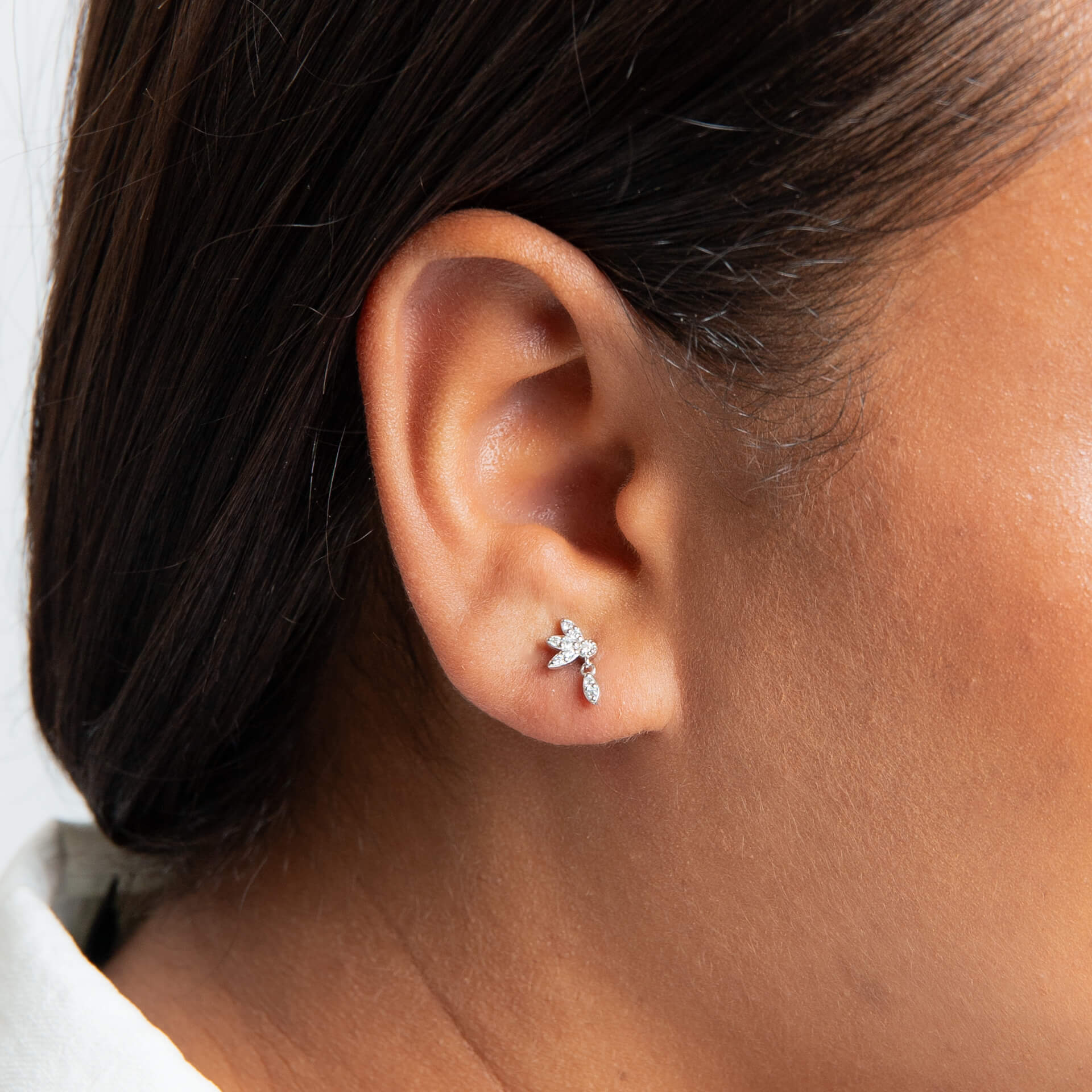 Beginnings Hanging Petal Floral Stud Earrings