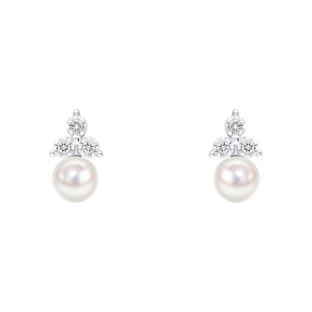 Beginnings Shell Pearl Stud Earrings with Cubic Zirconia