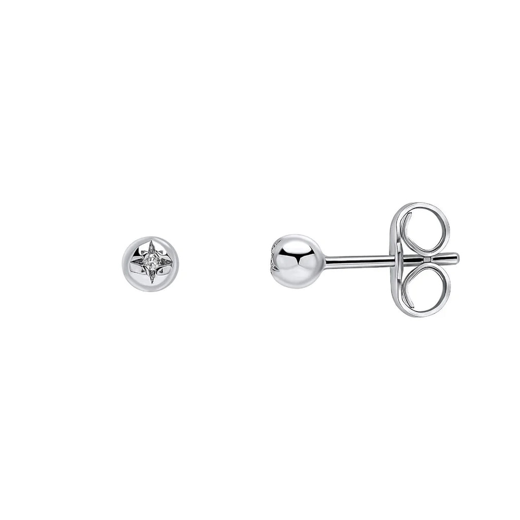 D for Diamond Spherical Starburst Stud Earrings with Diamond E6509