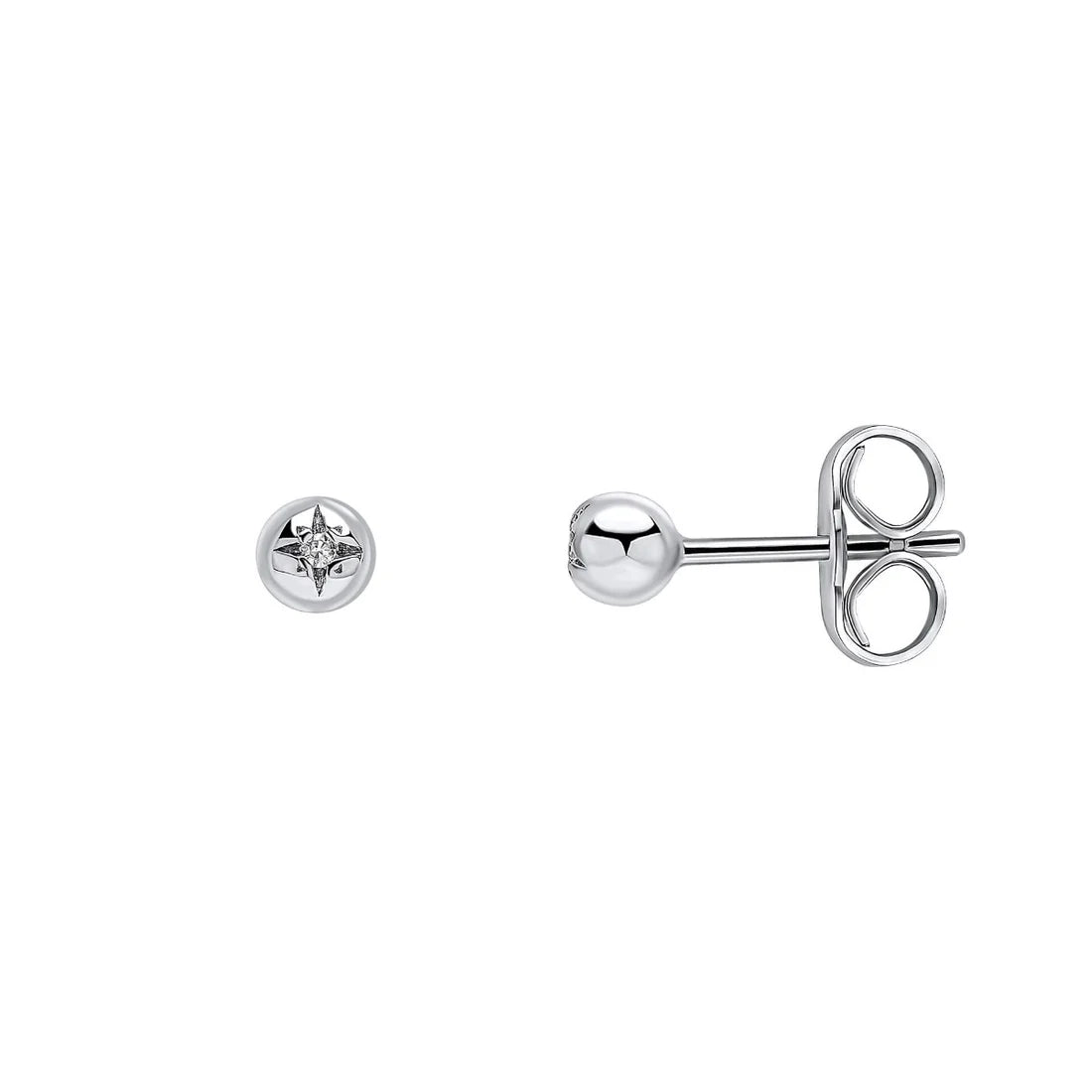 D for Diamond Spherical Starburst Stud Earrings with Diamond E6509