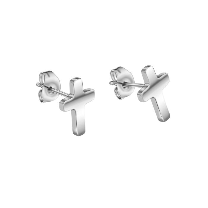 Fred Bennett Stainless Steel Cross Stud Earrings