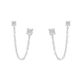 Beginnings Cubic Zirconia Chain Connector Double Stud Earrings
