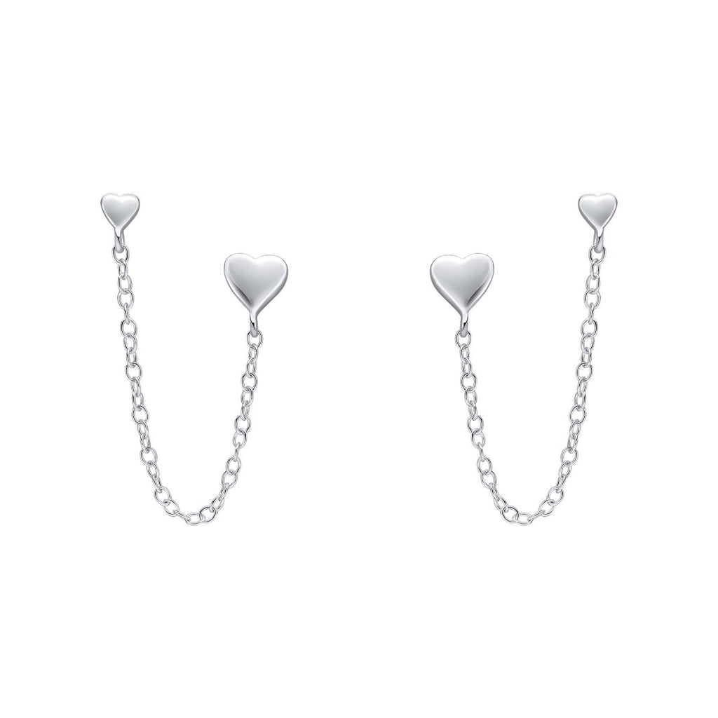 Beginnings Heart Chain Connector Double Stud Earrings
