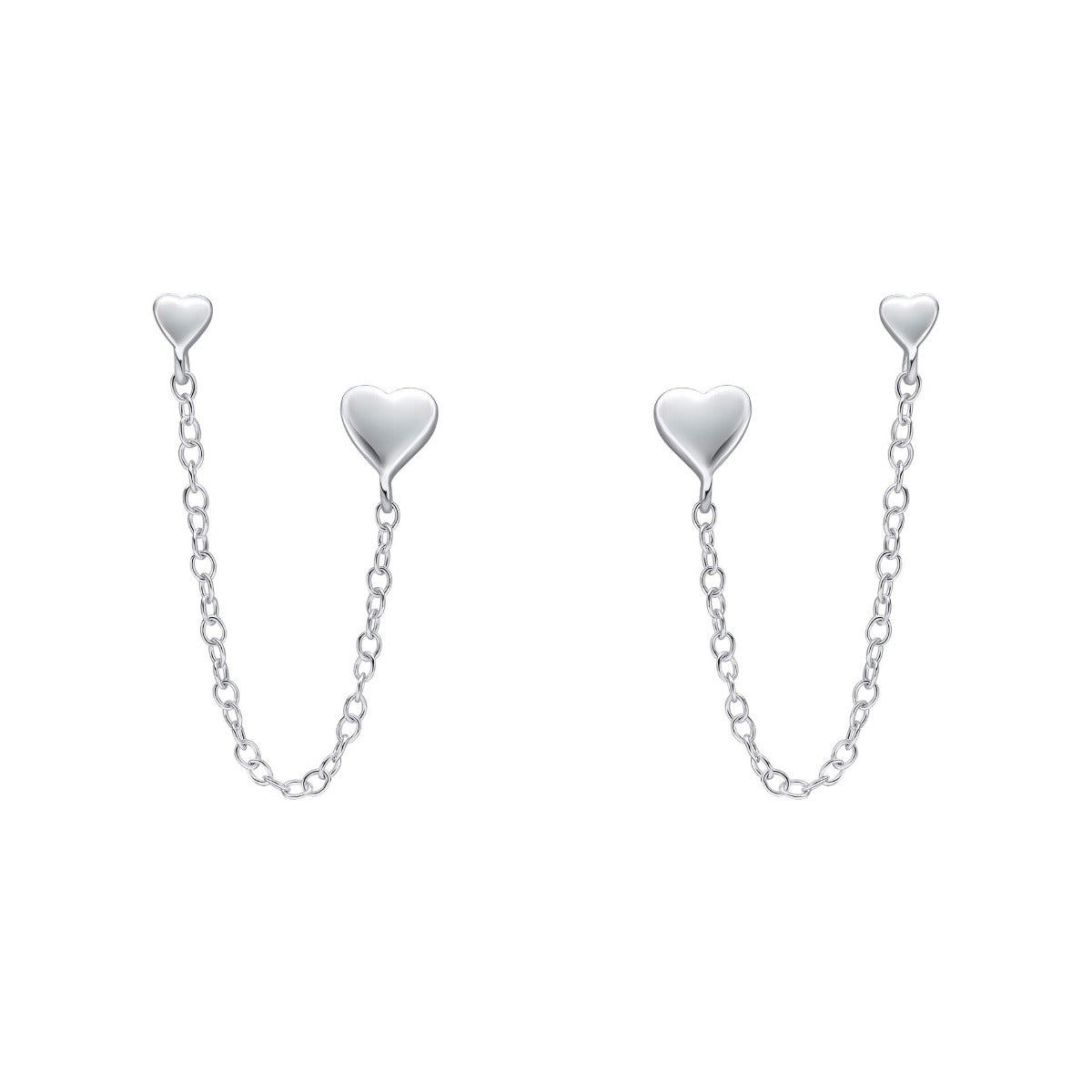 Beginnings Heart Chain Connector Double Stud Earrings