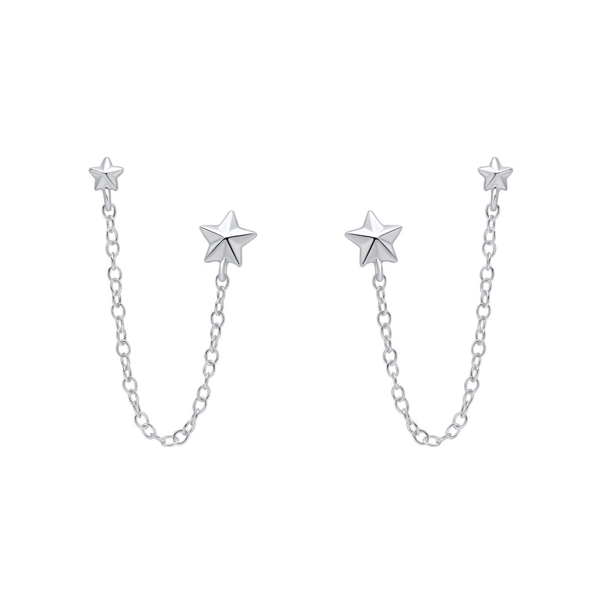 Beginnings Star Chain Connector Double Stud Earrings