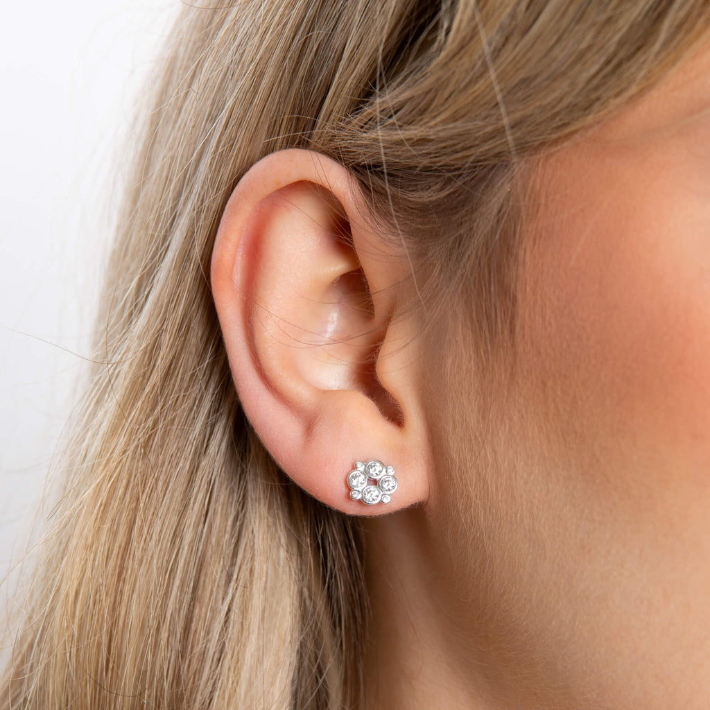 Beginnings Multi Bezel Set Cubic Zirconia Stud Earrings