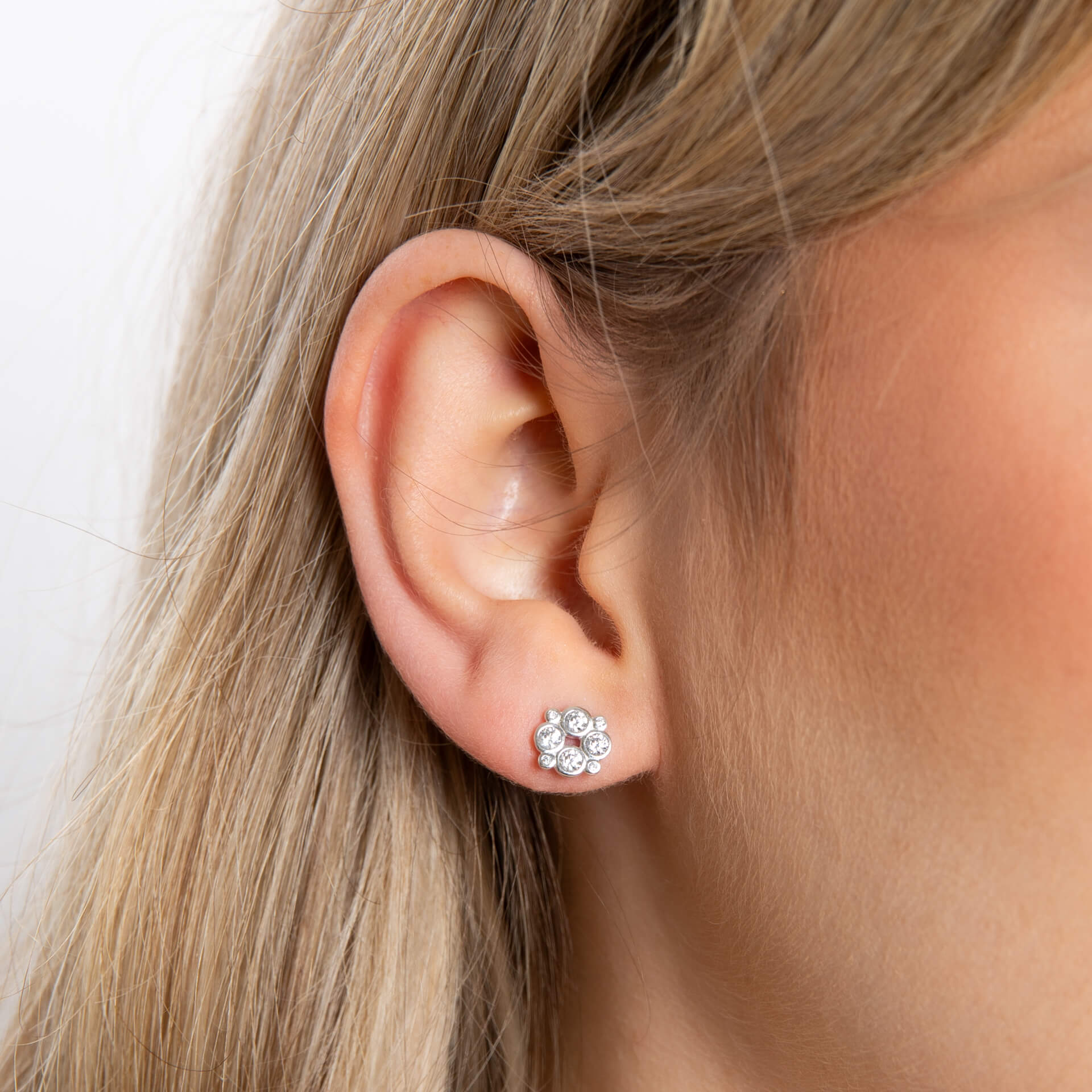 Beginnings Multi Bezel Set Cubic Zirconia Stud Earrings