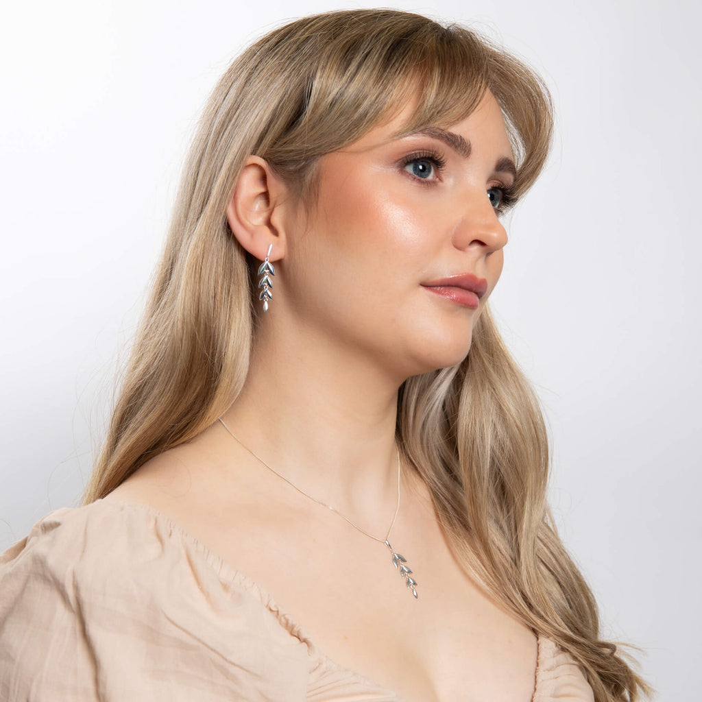 Beginnings Long Leaf Drop Earrings