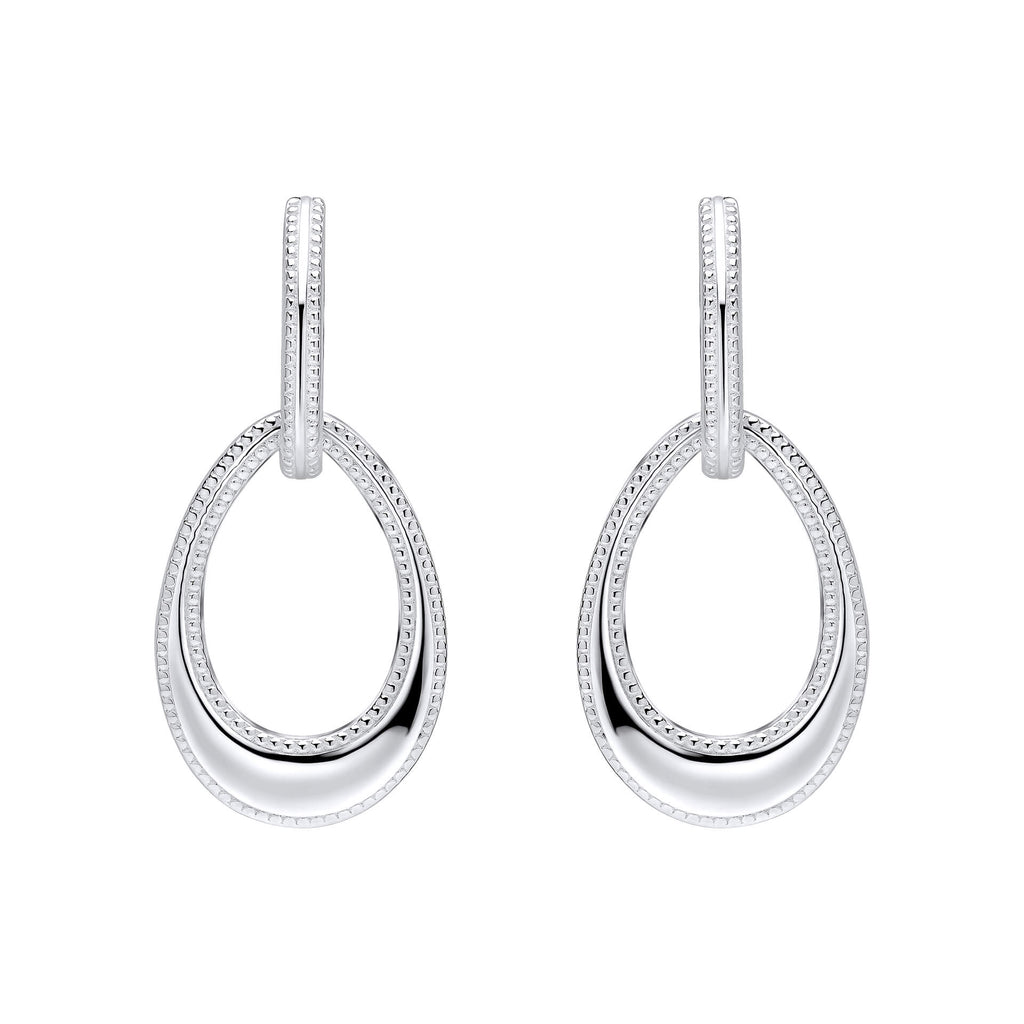 Beginnings Open Teardrop Earrings with Millegrain Edge
