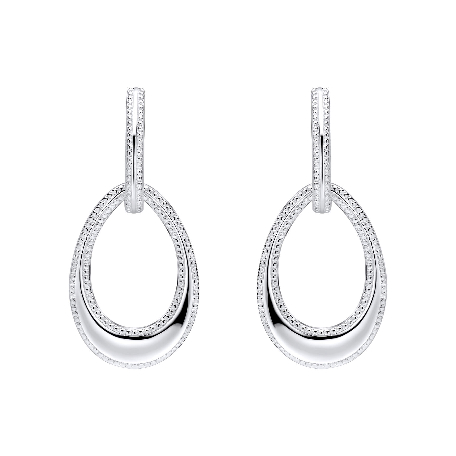 Beginnings Open Teardrop Earrings with Millegrain Edge