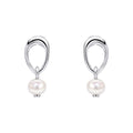 Beginnings Open Organic Oval and Freshwater Pearl Drop Earrings