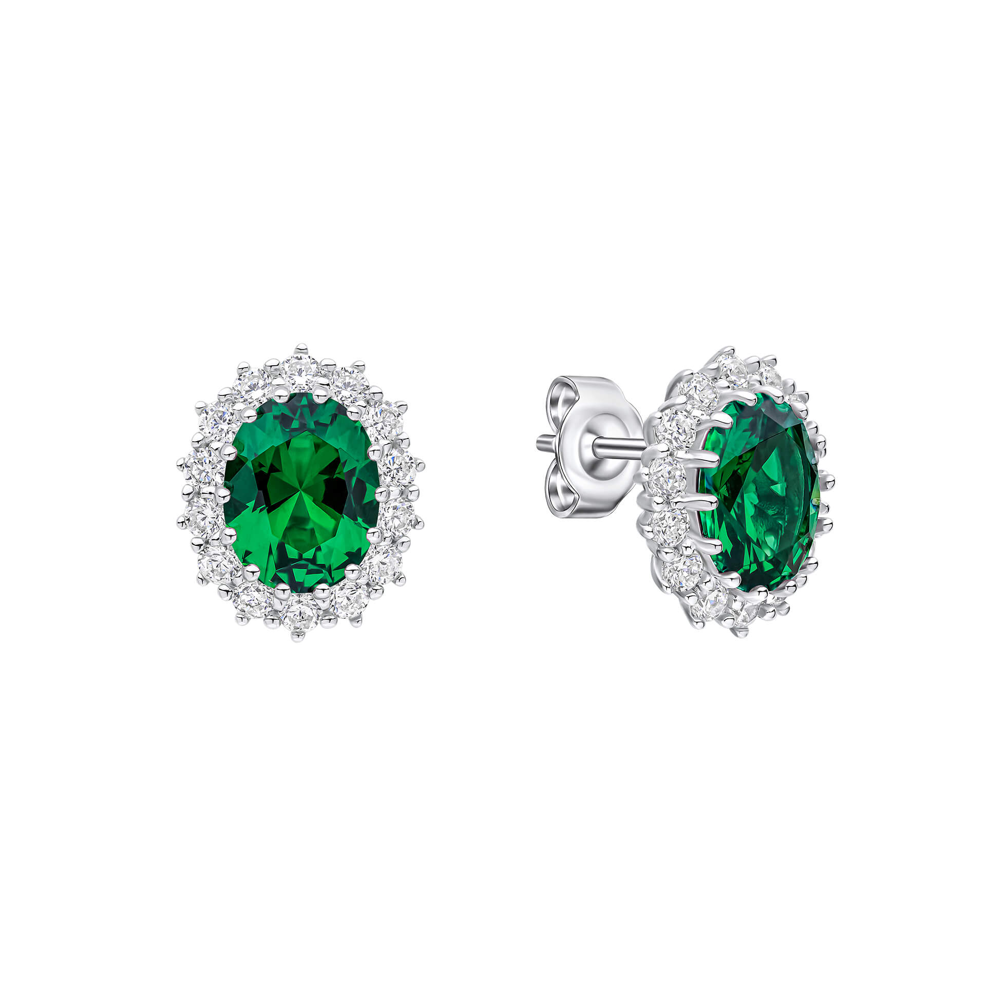 Diamonfire Oval Stud Earrings with Surround