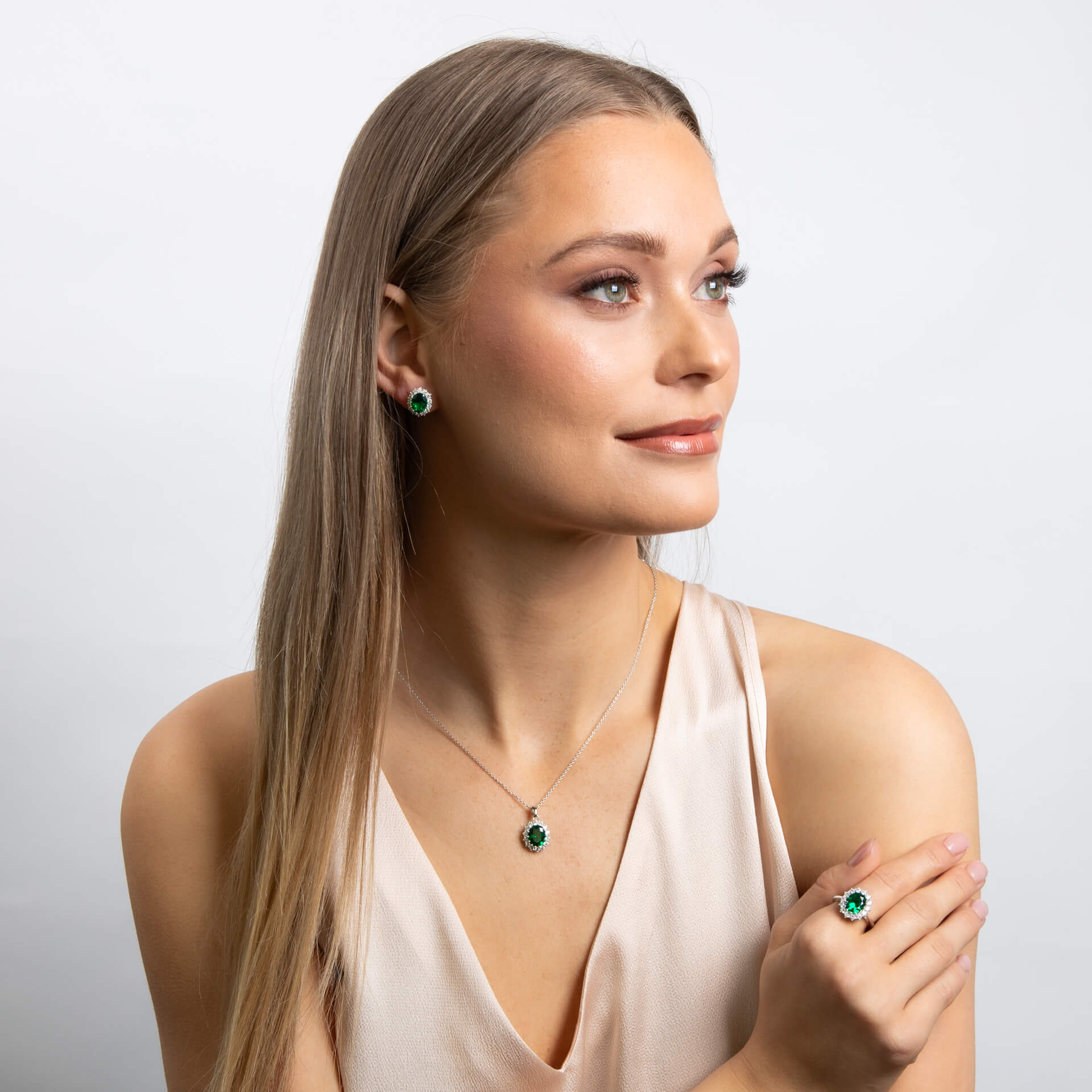 Diamonfire Oval Stud Earrings with Surround