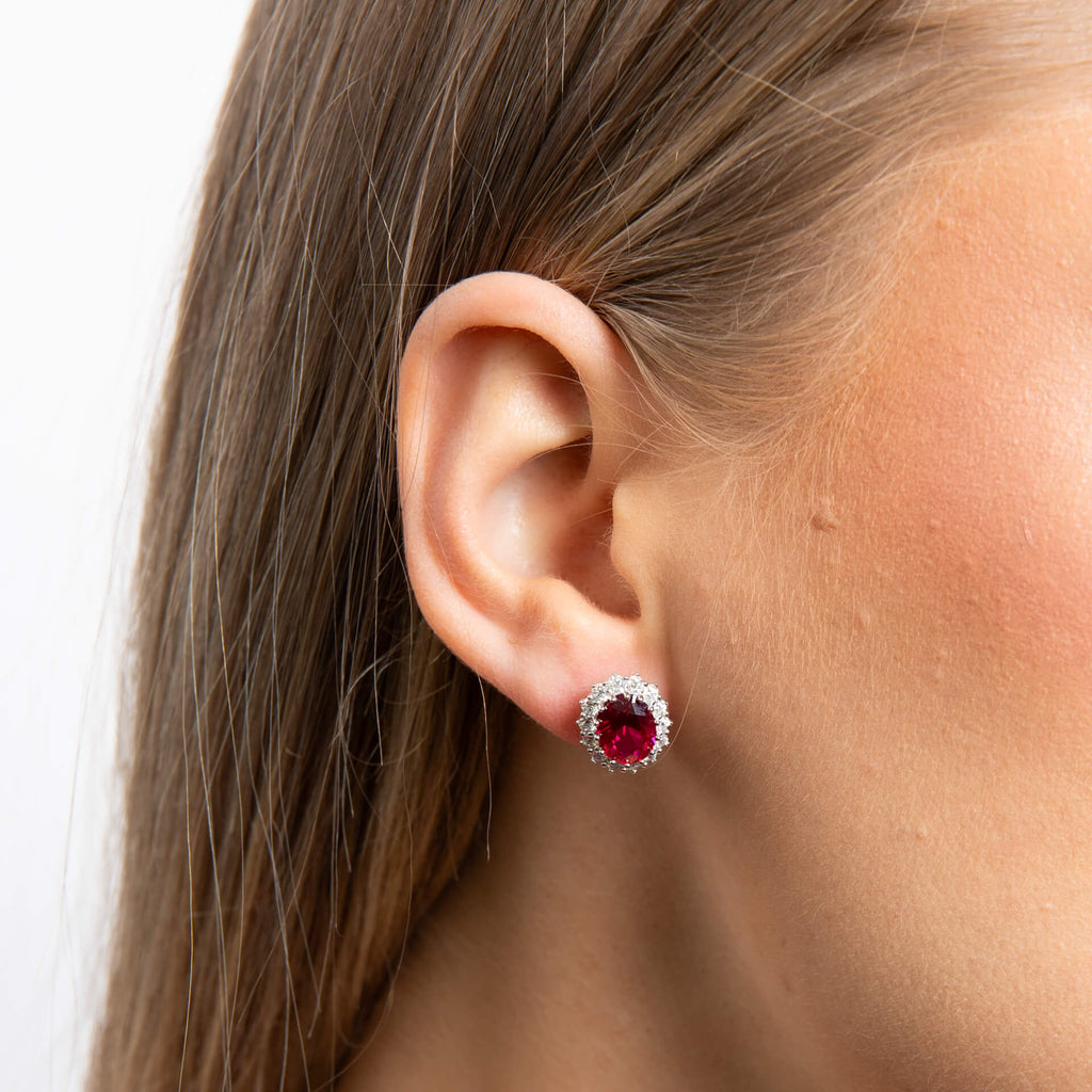 Diamonfire Oval Stud Earrings with Surround