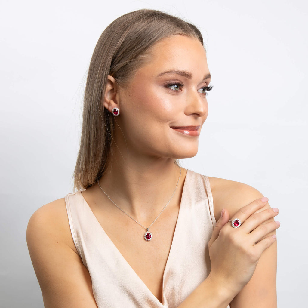 Diamonfire Oval Stud Earrings with Surround