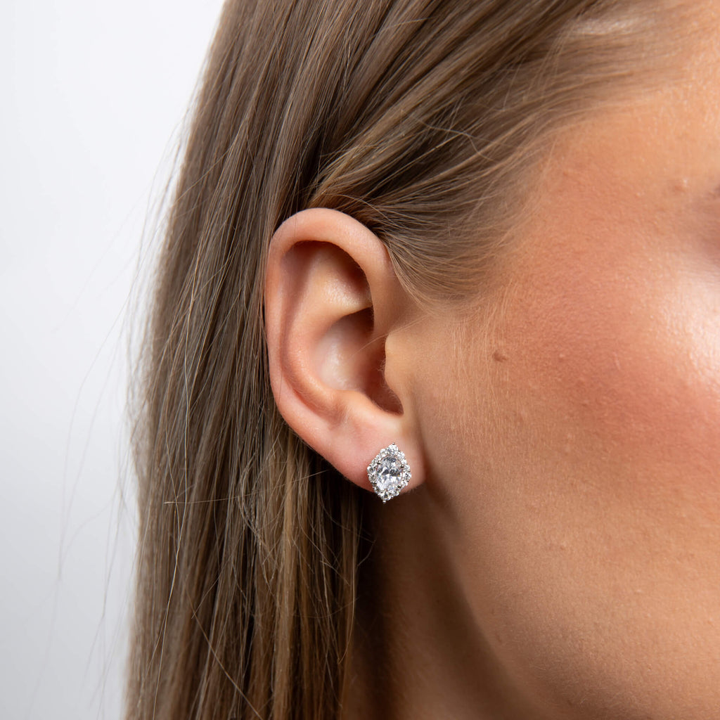 Diamonfire Oval Cluster Stud Earrings