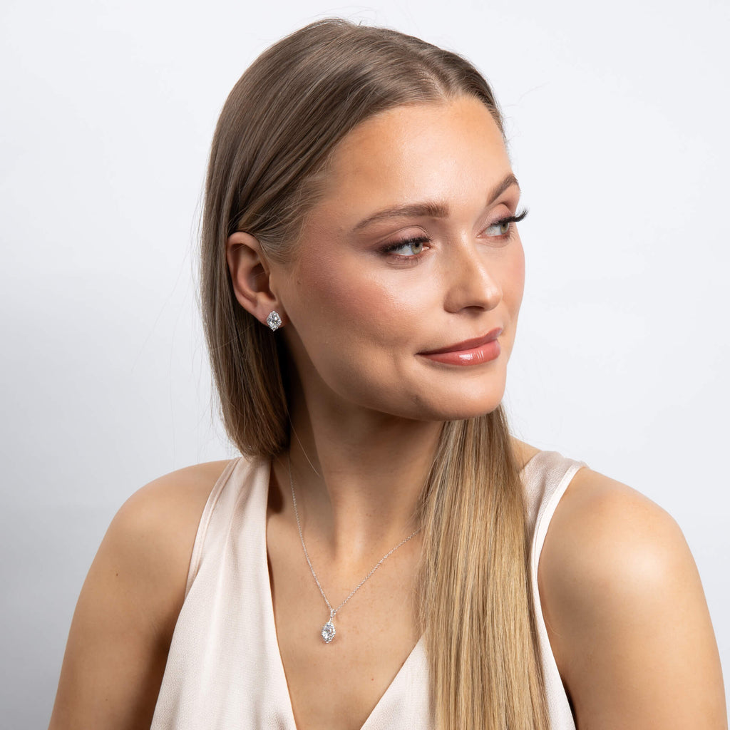 Diamonfire Oval Cluster Stud Earrings