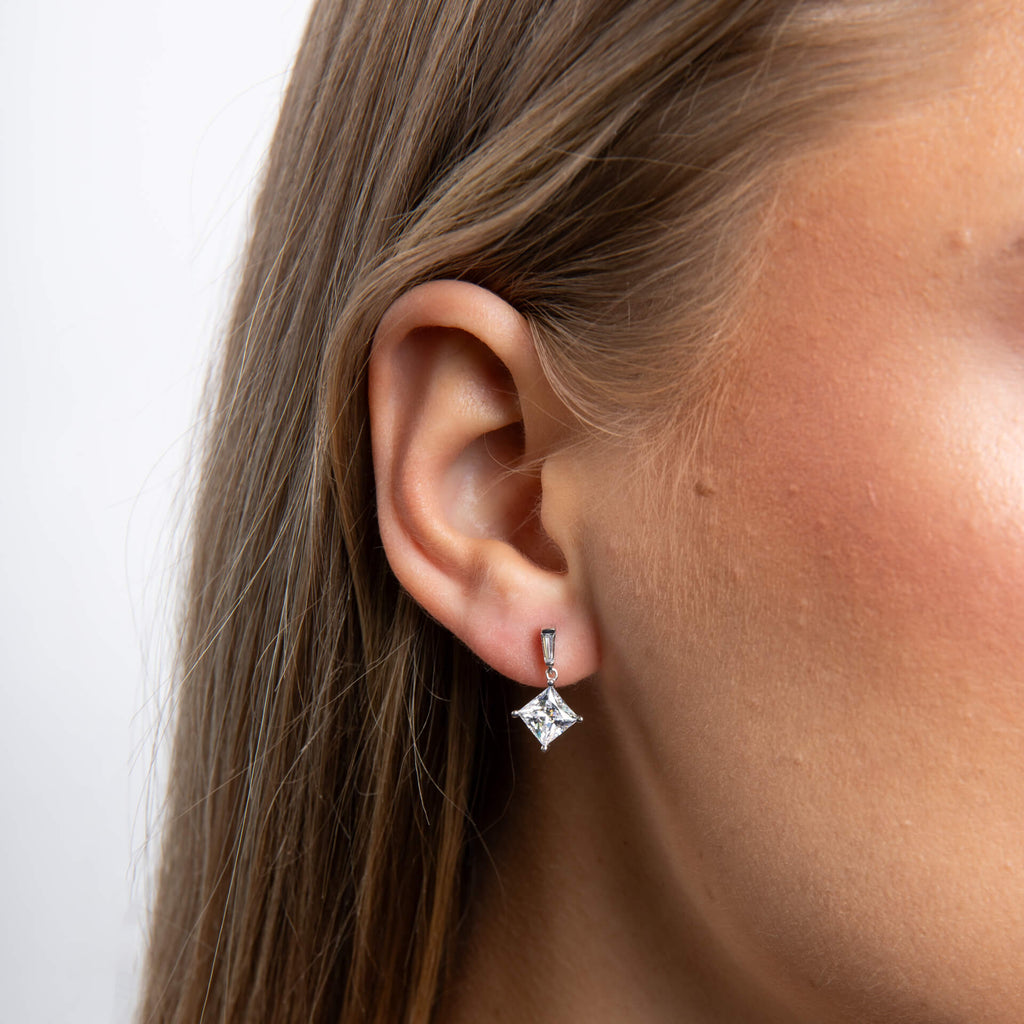 Diamonfire Princess Cut Drop Earrings