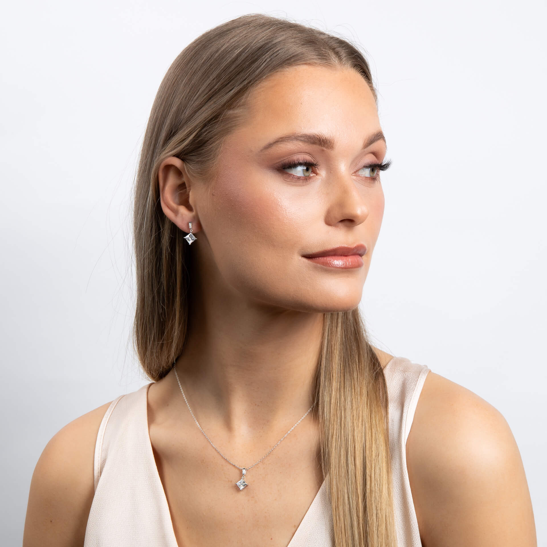 Diamonfire Princess Cut Drop Pendant