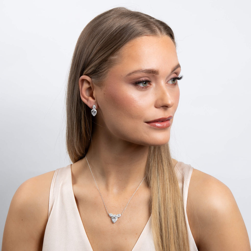 Diamonfire Triple Teardrop Statement Necklace
