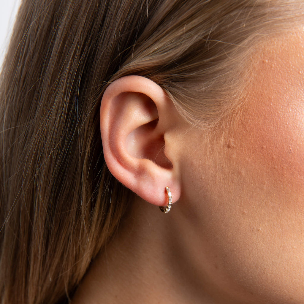 Diamonfire Baguette Zirconia Hoop Earrings