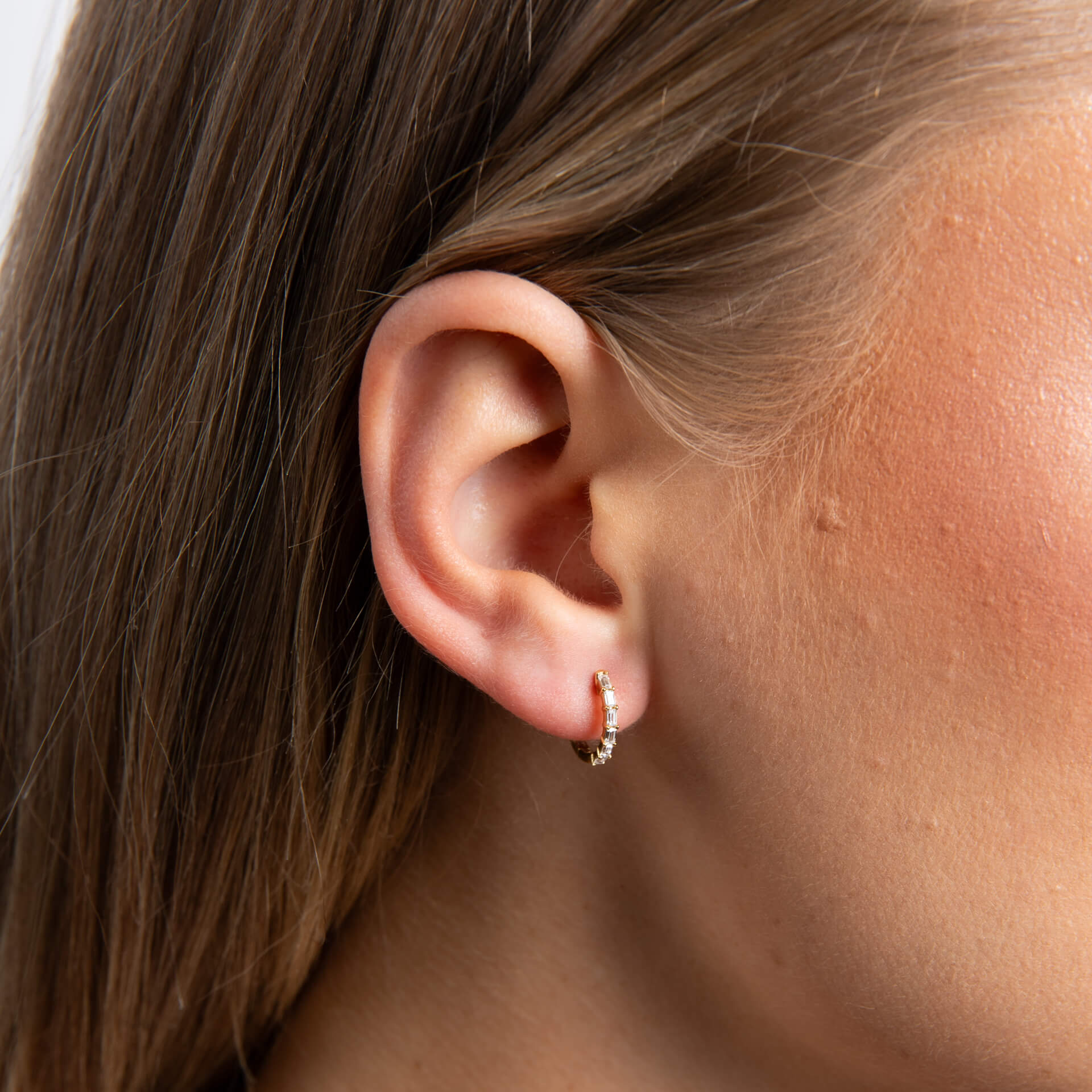 Diamonfire Baguette Zirconia Hoop Earrings