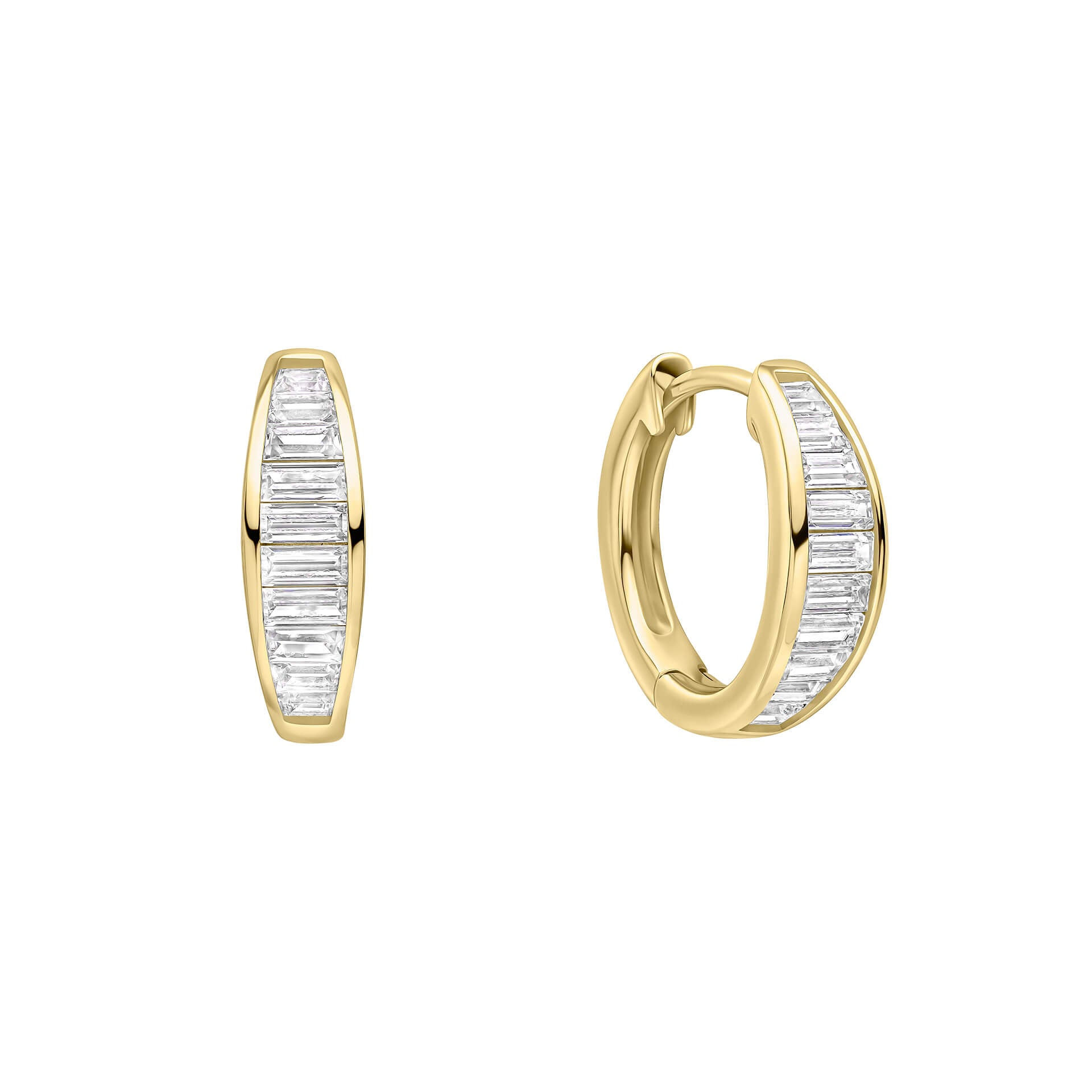 Diamonfire Channel Set Baguette Zirconia Hoop Earrings
