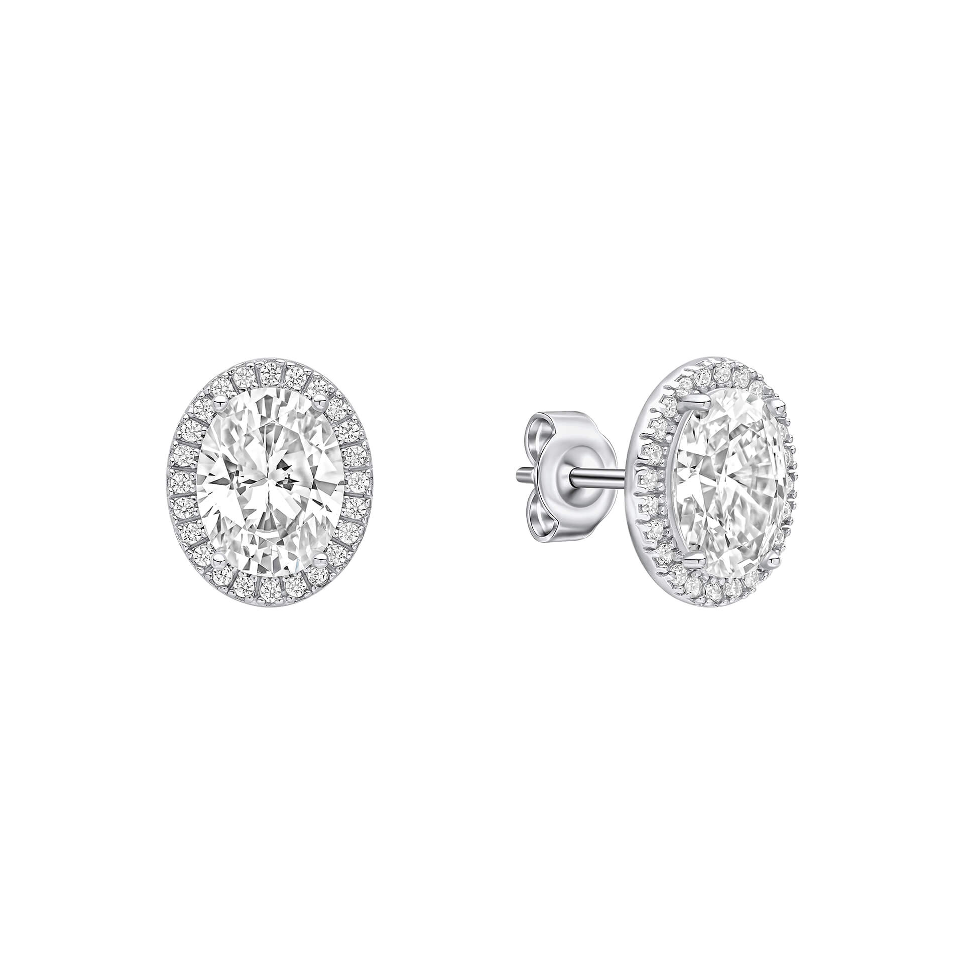 Diamonfire Oval Halo Stud Earrings