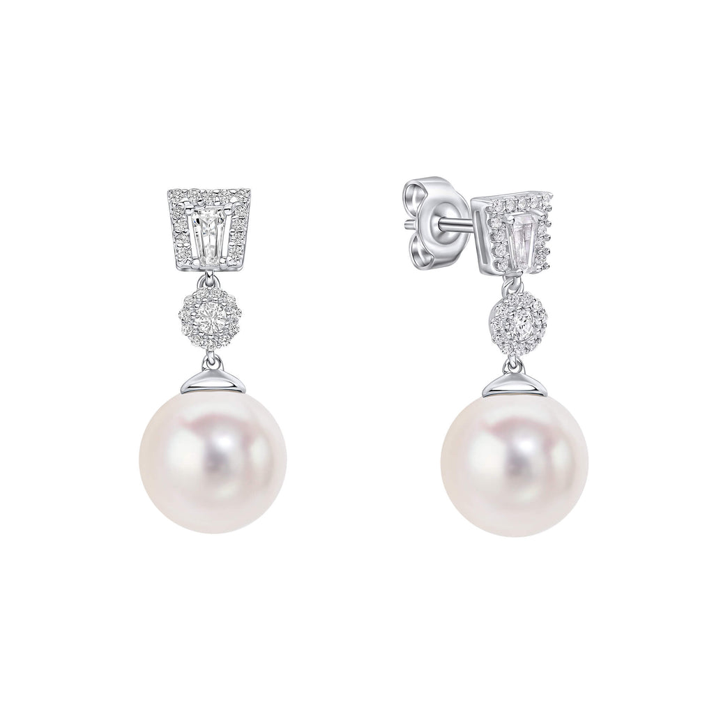 Diamonfire Zirconia and Shell Pearl Drop Earrings