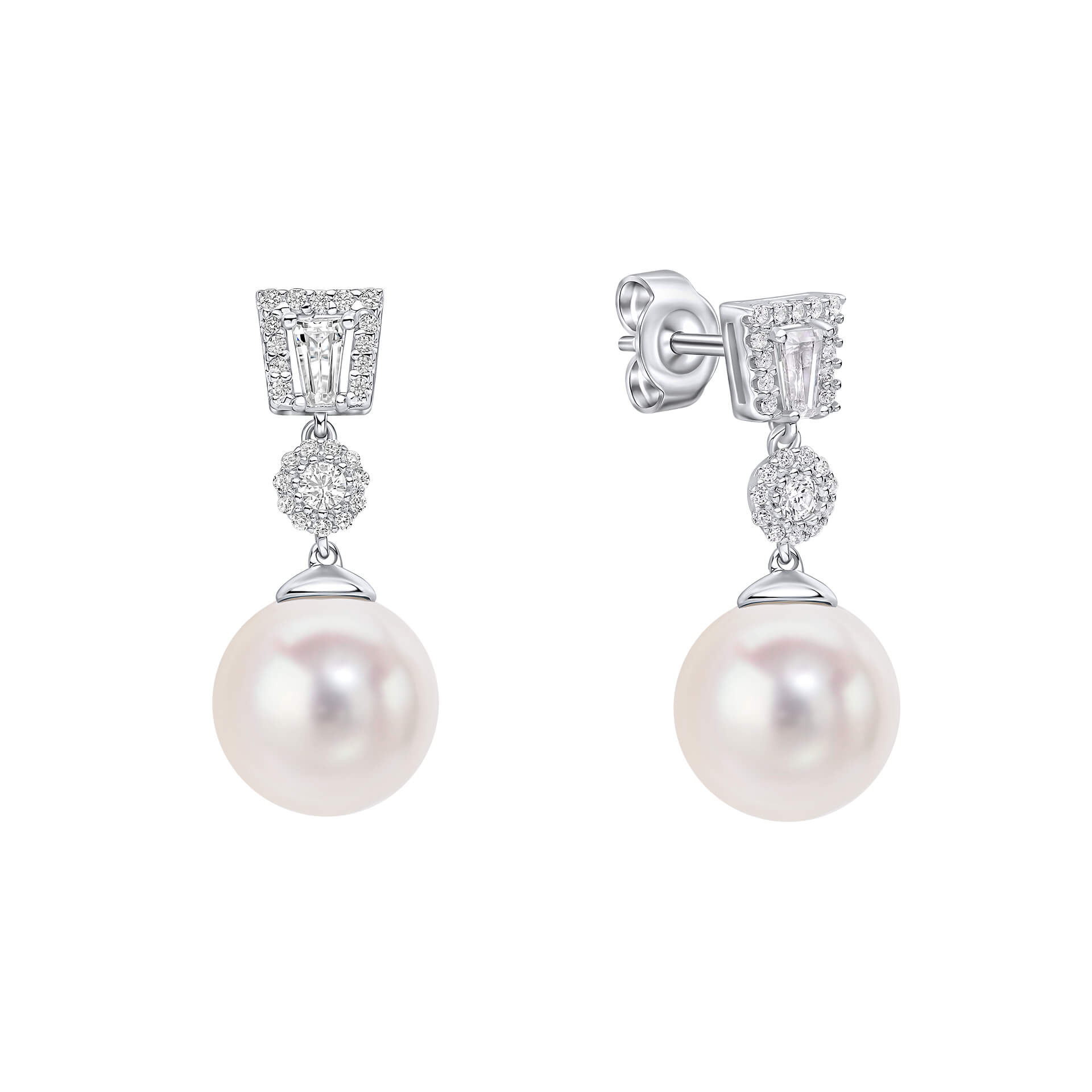 Diamonfire Zirconia and Shell Pearl Drop Earrings