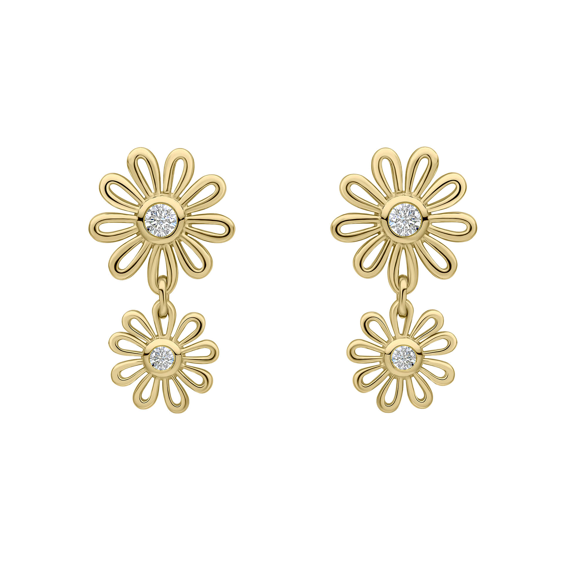 Laura Ashley Silver Thorncliff Daisy Drop Earrings