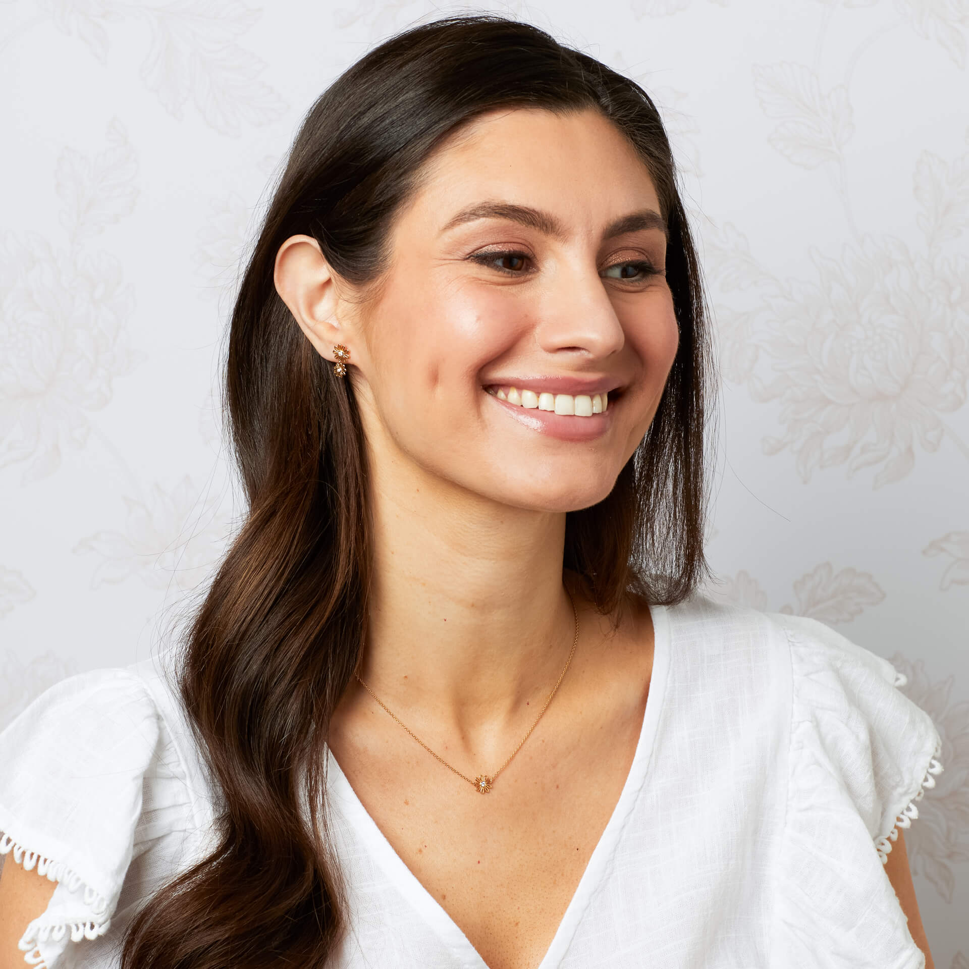 Laura Ashley Silver Thorncliff Daisy Drop Earrings