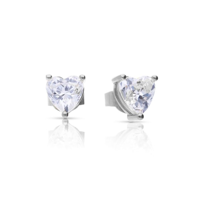 Diamonfire Solitaire Heart Shaped Zirconia Stud Earrings