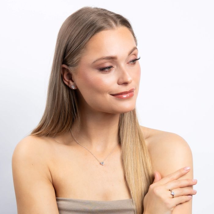 Diamonfire Solitaire Heart Shaped Zirconia Stud Earrings