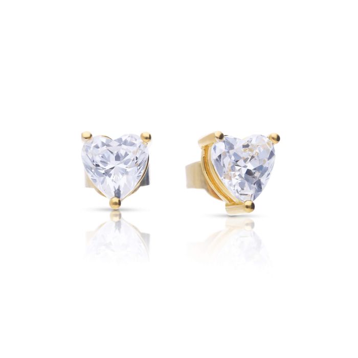 Diamonfire Solitaire Heart Shaped Zirconia Stud Earrings